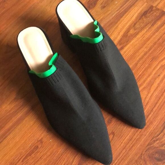 Cuccoo Black knit mules with green trim size 39 - Picture 1 of 6